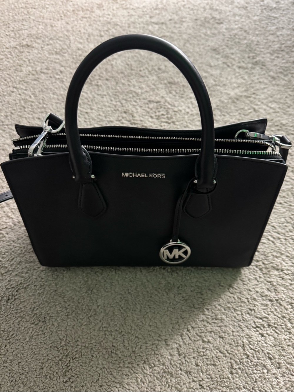 Michael Kors Black Leather Medium Satchel Bag